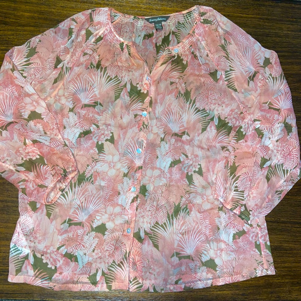 Tommy Bahama Top Women S Silk Peasant
Shirred Button Front Long